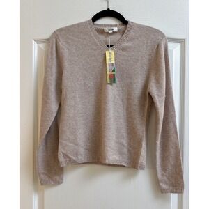 Isetan 100% Cashmere V Neck Sweater Natural Size S New